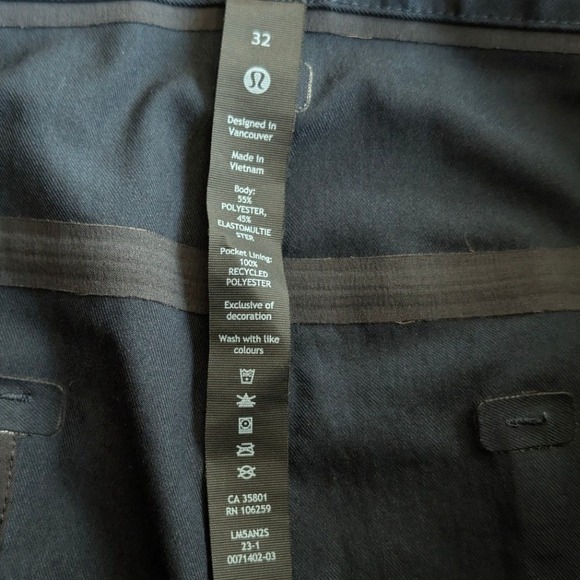 Lululemon ABC Pants Mens Size 32 Black Slim Fit Technical Fabric - Picture 8 of 8